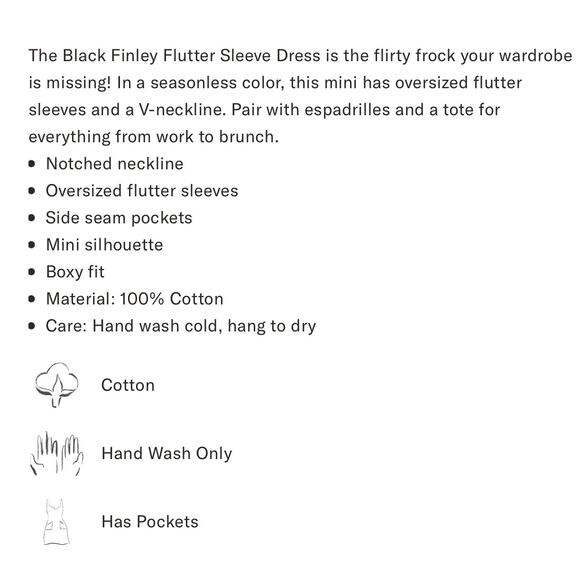 TUCKERNUCK Pomander Place Black Finley Flutter Sleeve Dress NWT Size Medium - Picture 7 of 10